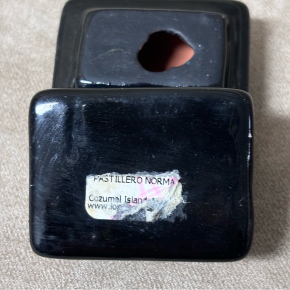 Hand Painted Ceramic Mexico Clay Jewelry Box Mexican Artisan-Signed - Picture 6 of 8